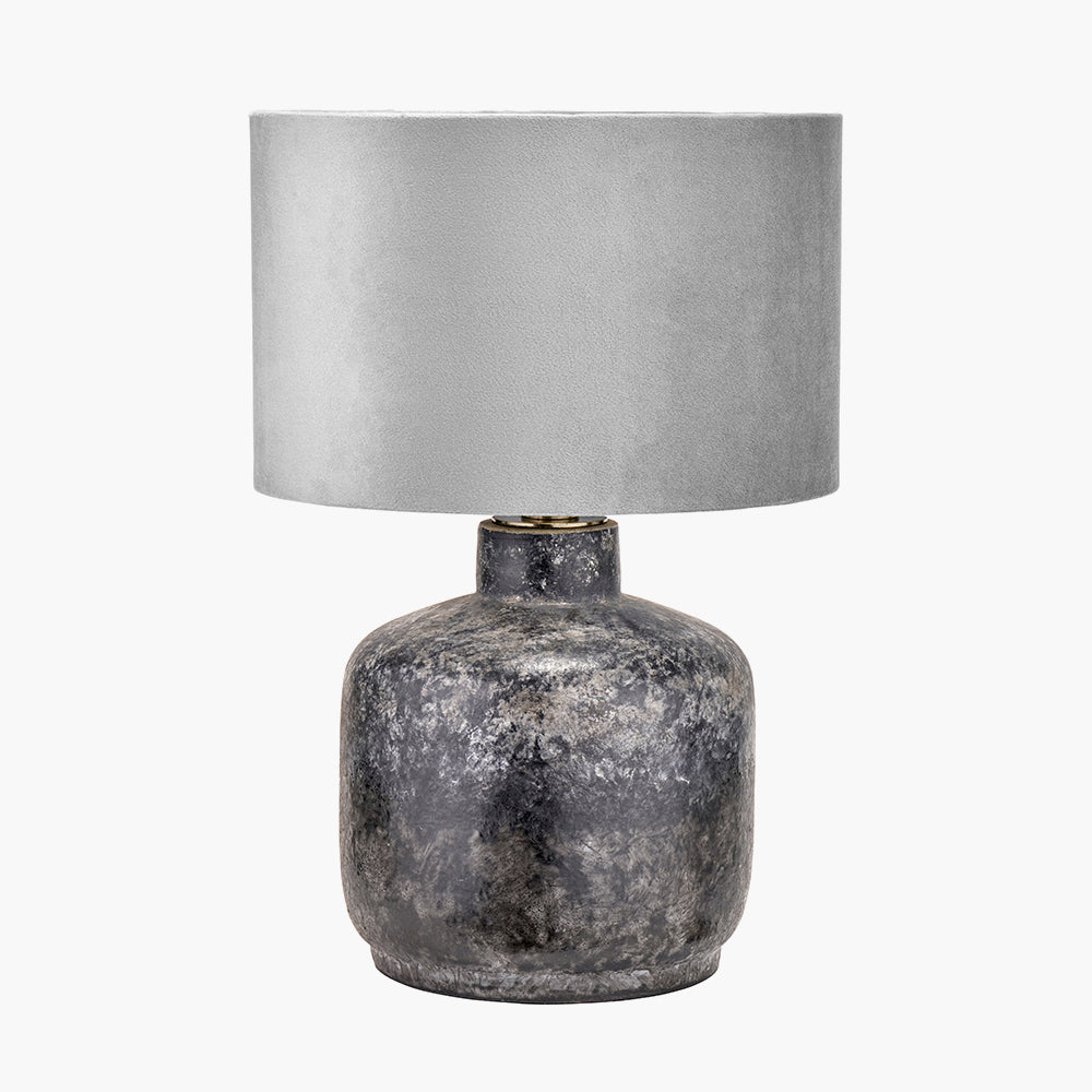 Vulcan Textured Volcanic Effect Grey Small Stoneware Table Lamp - Base Only